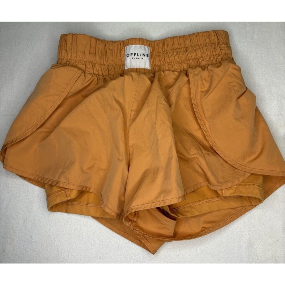 Offline Aerie Med Tangerine Orange The Hugger High Waist  Athletic Shorts
